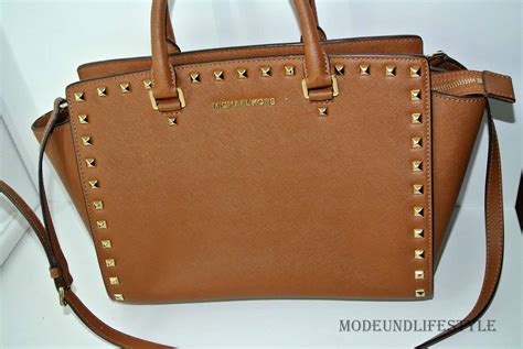 Michael Kors Braun Leder Gold Nieten Damen Handtasche Kette 